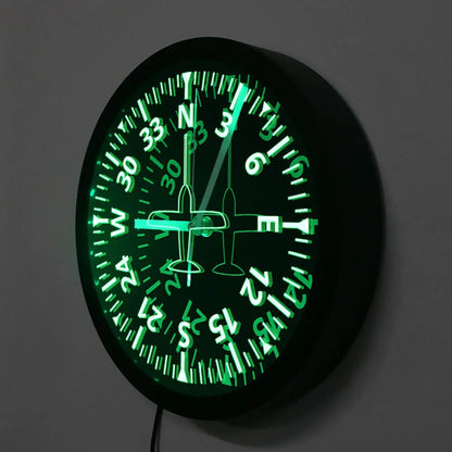 Aviation LED Wall Clock – Aircraft Gauges Cockpit Instrument Design with Luminous Lighting