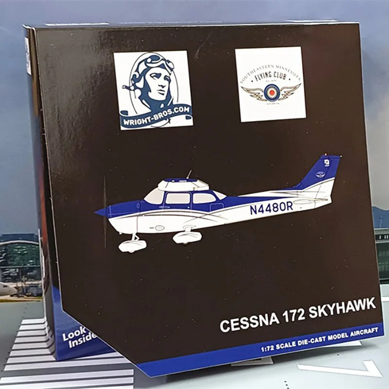 Colección de modelos de simulación de productos terminados de aleación GGCES016, Cessna 172, modelo de fundición a presión en proporción 1:72, American Flight Training School