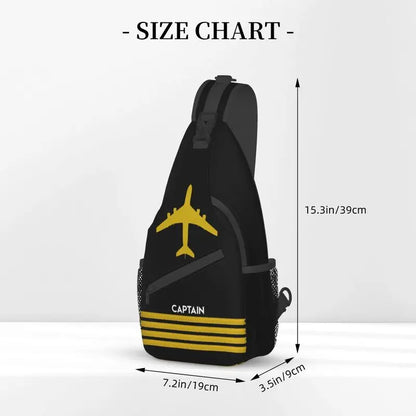 Captain Epaulets Stripes Sling Bag for Men Fashion Aviator Flight Pilot Shoulder Crossbody Chest Backpack Traveling Daypack