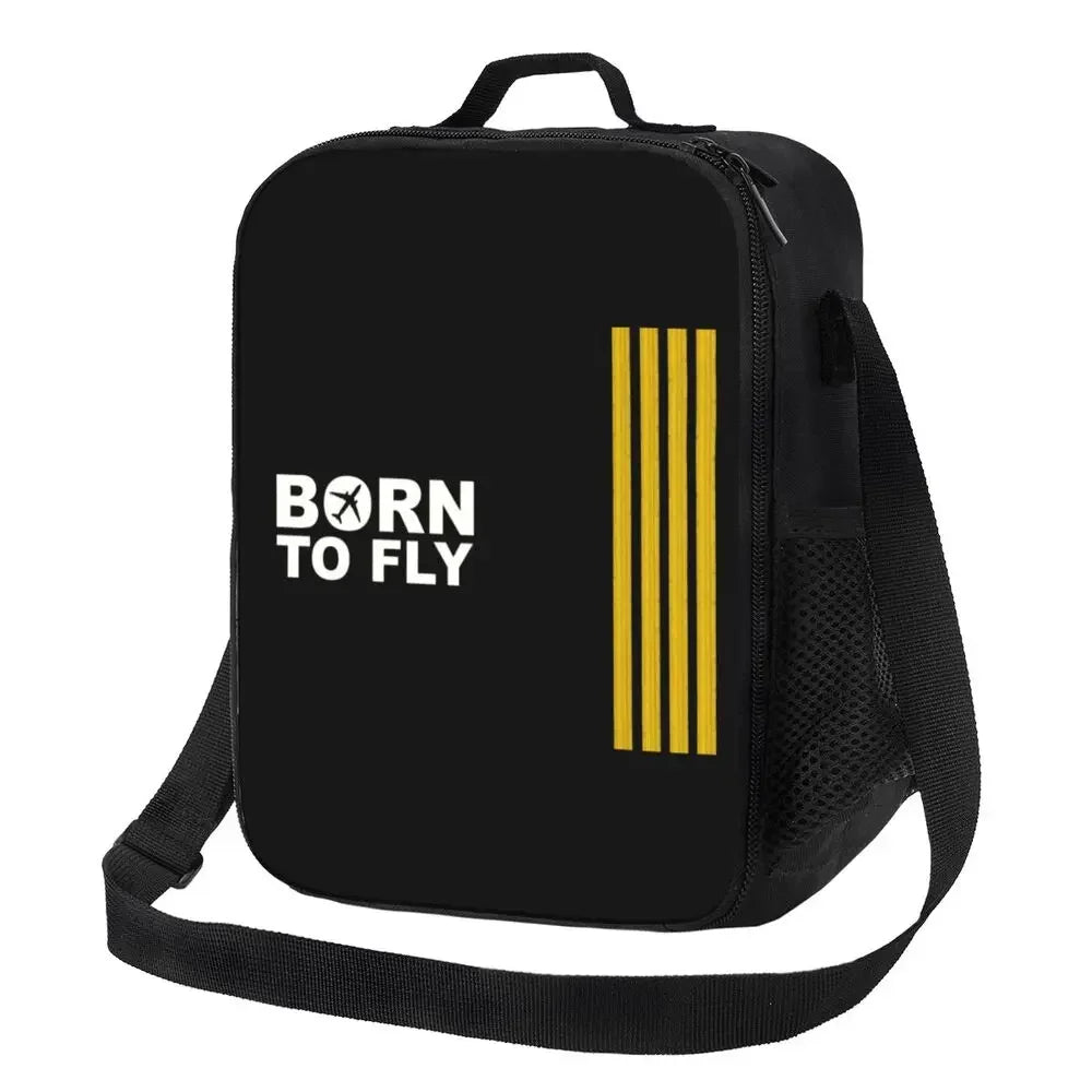 Bolsa de almuerzo personalizada Born To Fly Flight Pilot para hombres y mujeres, loncheras térmicas aislantes para niños y niños de la escuela