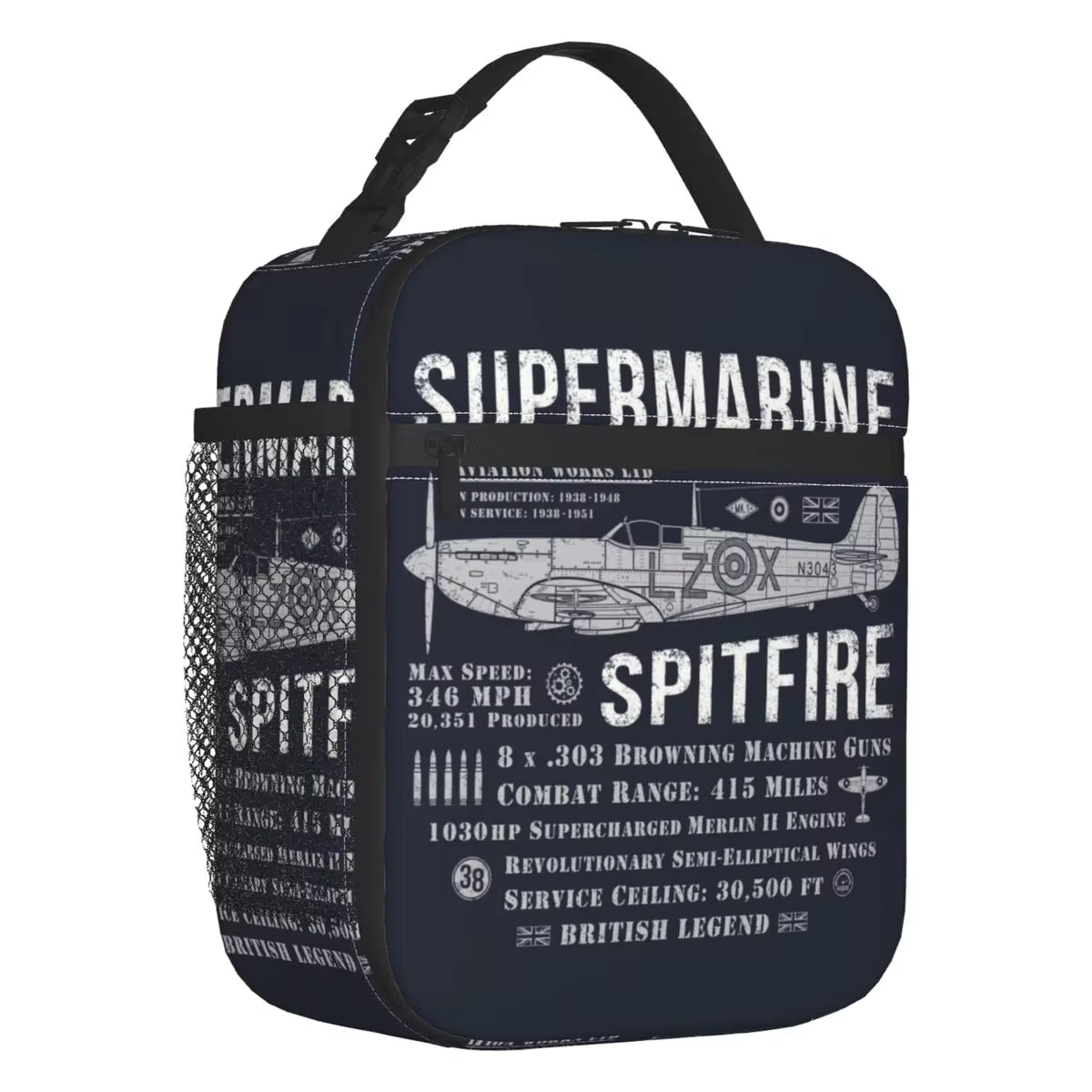 Supermarine Spitfire Insulated Lunch Bag Fighter Pilot Aircraft Airplane Plane Cooler Thermal Bento Box Kids School Children